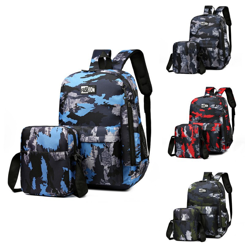Factory wholesale of large-capacity backpacks for foreign trade, outdoor leisure travel backpacks, and fashionable three-piece schoolbags for middle school students full figure