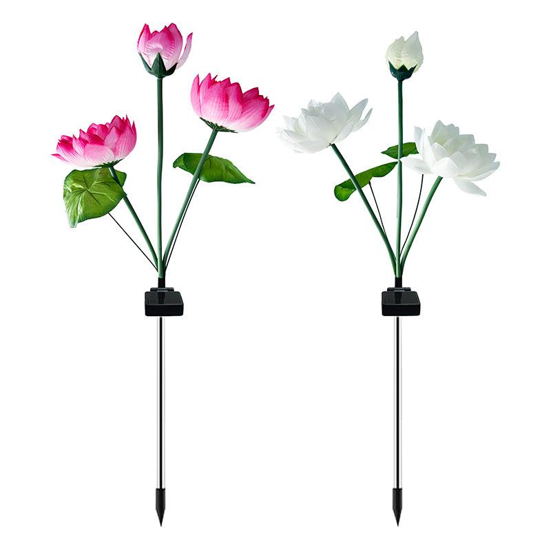 Cross-border solar lotus lamps, outdoor lamps, courtyard decorative lamps, villa square landscape lamps, waterproof ground insertion lawn lamps Item Picture