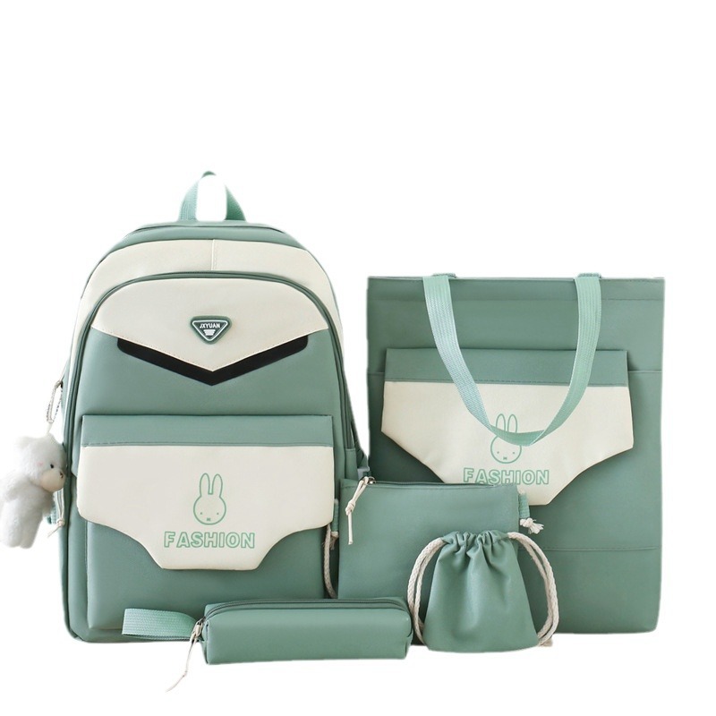 Versatile campus backpack, lightweight and large-capacity, five-piece set for primary and junior high school students, high appearance level backpack for girls Item Picture