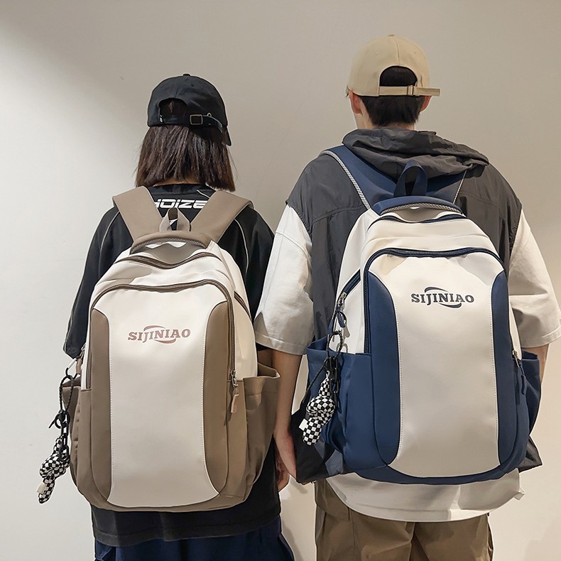 New high school and college student backpack, Korean version large-capacity backpack, fashionable, lightweight and pressure-reducing shoulder bag full figure