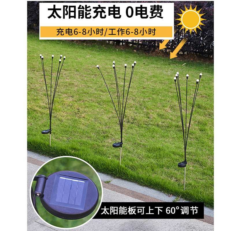Ground insert lights, courtyard and garden decoration, Christmas festival lights, wind-driven firefly smoke lights, solar LED lawn lights Application Scenario