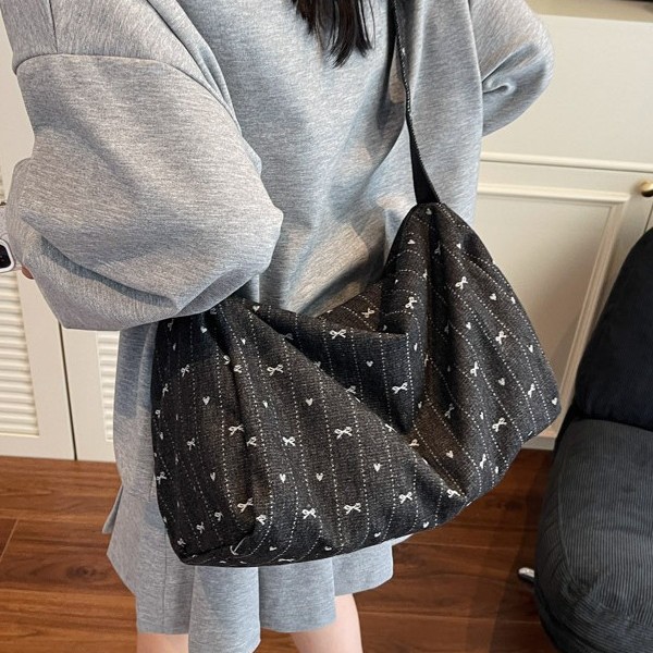 Denim canvas bag design for women, retro spring and summer, single-shoulder crossbody, 2025 new style bucket bag for work and going out details Picture