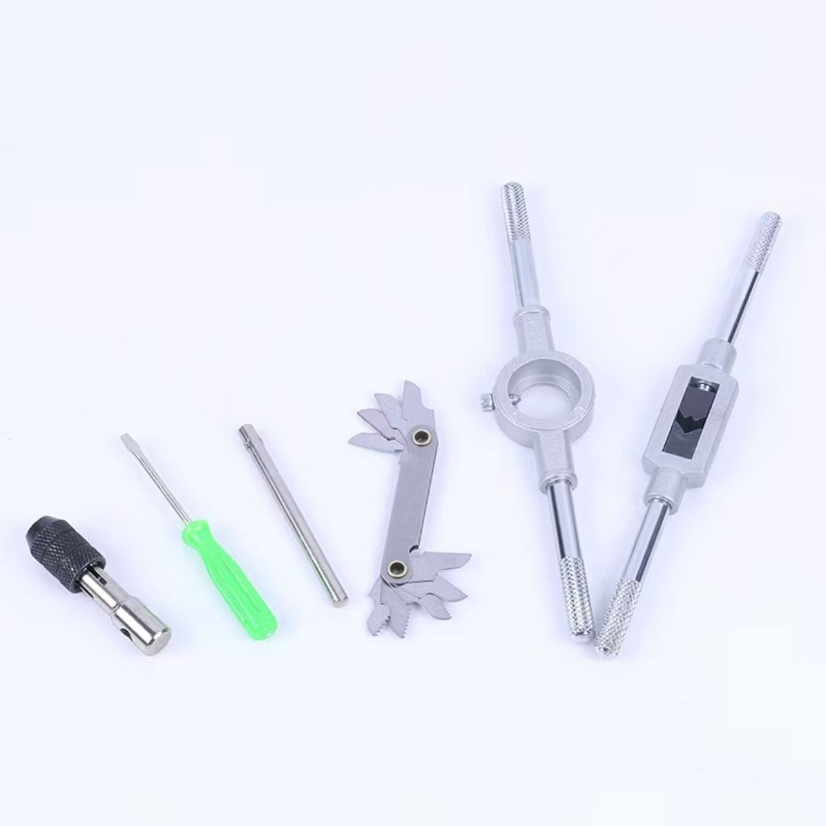 40-piece set of tap die thread through plastic box large frame alloy steel export quality thread repair Specification drawing