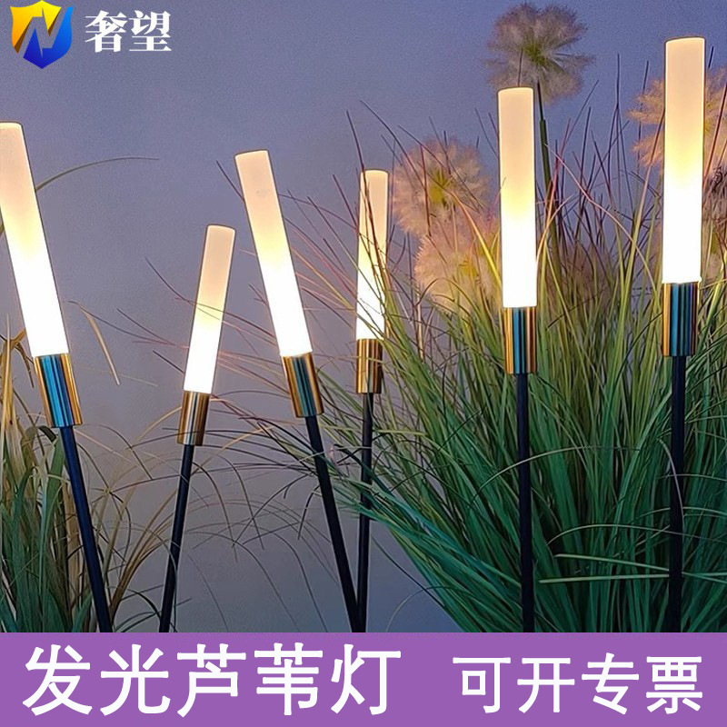 Luminous reed lamp, outdoor solar acrylic frosted rod, bubble reed rod, courtyard landscape ground insert lawn lamp full figure