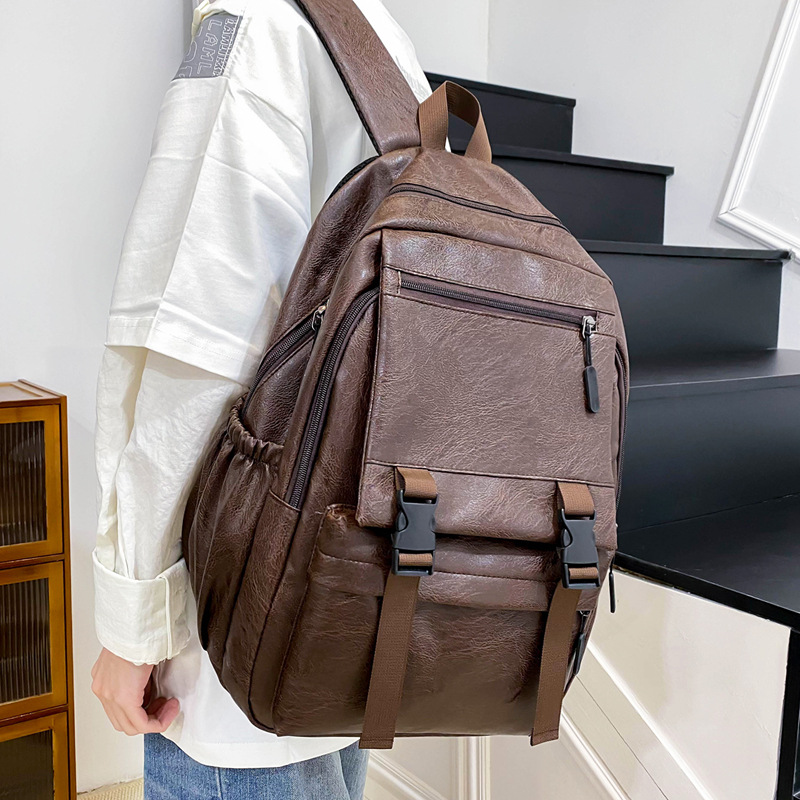 New large-capacity travel backpack for men, Korean-style college students, trendy and versatile solid color schoolbag, backpack and computer bag Application Scenario