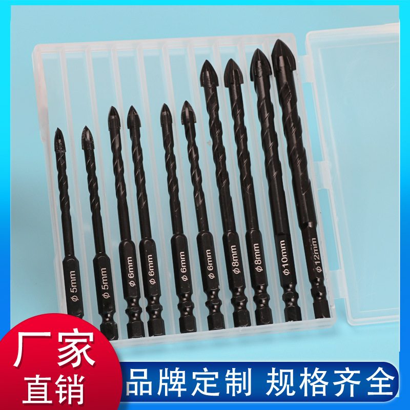 Four-edge King Drill hexagonal cross ceramic drill bit, glass concrete drilling alloy drill bit, and various models are complete full figure