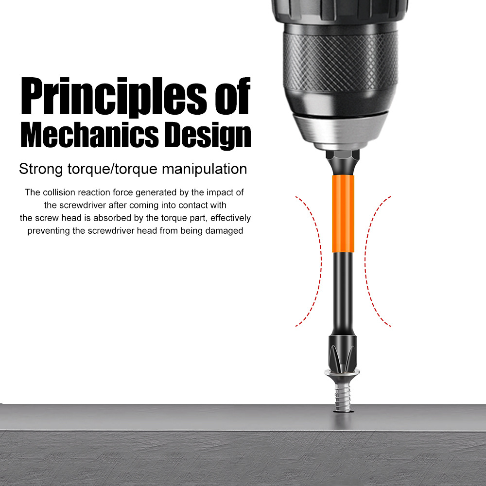 PH2 bullet head Cross torque screwdriver, cross Head screwdriver S2 steel electric screwdriver tip strong magnetic electric drill cross screwdriver Specification drawing