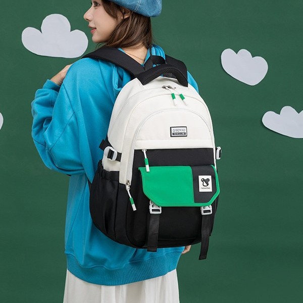Fashionable new color-blocking and fresh schoolbag, cute school style backpack for primary, junior high and senior high school, large-capacity backpack Specification drawing