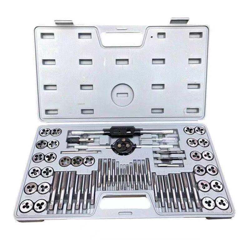Metric and imperial tap die sets, hand taps, wrenches, hand taps, tool combinations, alloy steel 110 pieces Item Picture