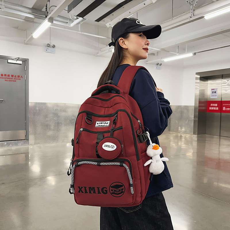 New trendy brand fashionable and versatile backpack, large-capacity school bag for junior and senior high school students, waterproof commuting backpack for girls Specification drawing
