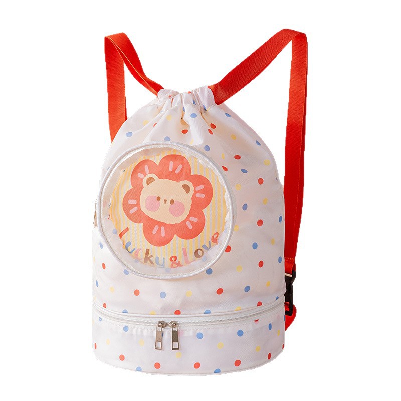 Dry-wet separated swimming bag, double-layer cartoon storage bag, portable children's bath bag, large-capacity beach bag, toiletry bag Item Picture