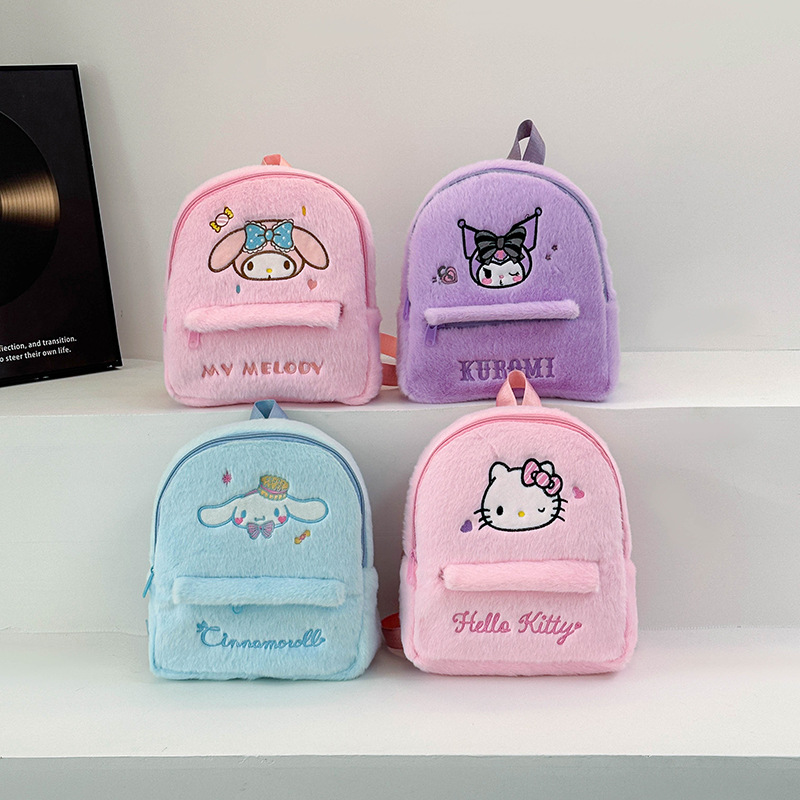New cartoon dog plush backpack with high appearance level, versatile and cute for children, large capacity schoolbag for girls full figure