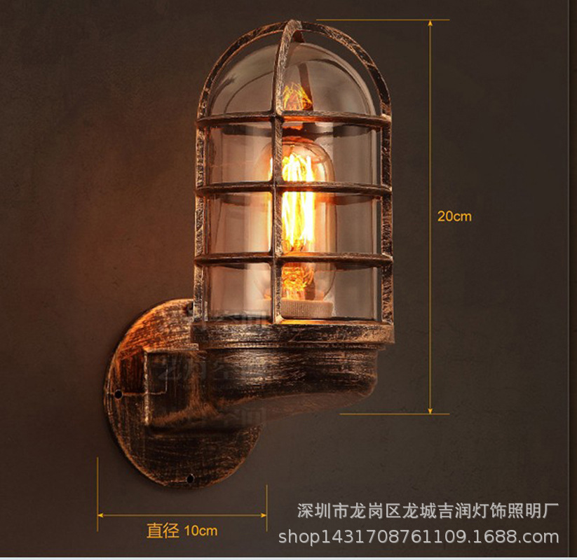 American-style outdoor waterproof wall lamps, retro and nostalgic, coffee bar, corridor, clothing store, industrial style explosion-proof wall lamps Specification drawing