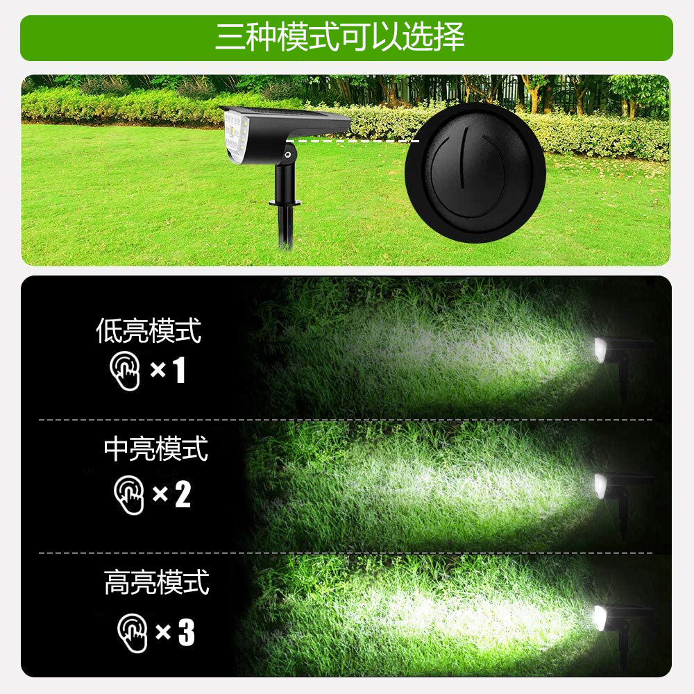 led light-controlled solar lawn light, Amazon bestseller ground insert light, garden landscape light, outdoor anti-insert ground light Specification drawing