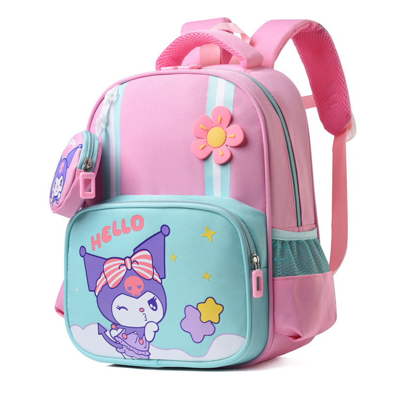 The new Kuromi schoolbag is a cute backpack for girls and princesses in the middle and senior classes of the kindergarten. It is also lightweight and printed for boys details Picture