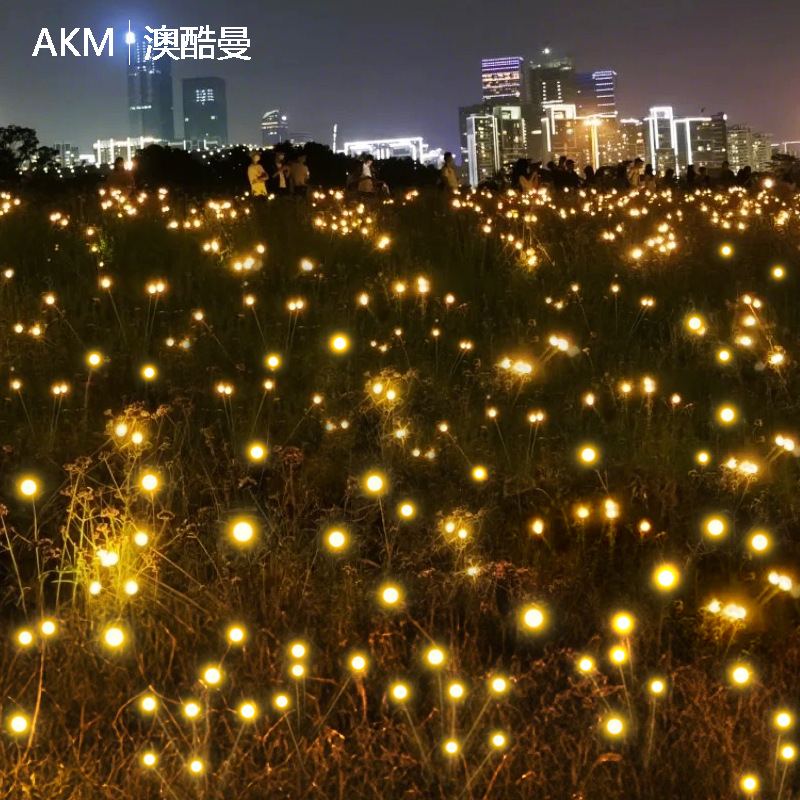 Solar-powered outdoor courtyard wind-driven 8-head firefly cross-border new type ground plug lamp garden decorative lawn lamp details Picture
