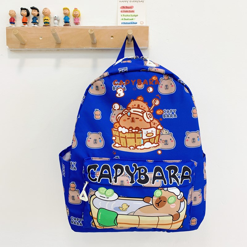 Wholesale of Capibala cute printed children's schoolbags with large capacity, lightweight, and artistic backpacks for primary school girls Specification drawing