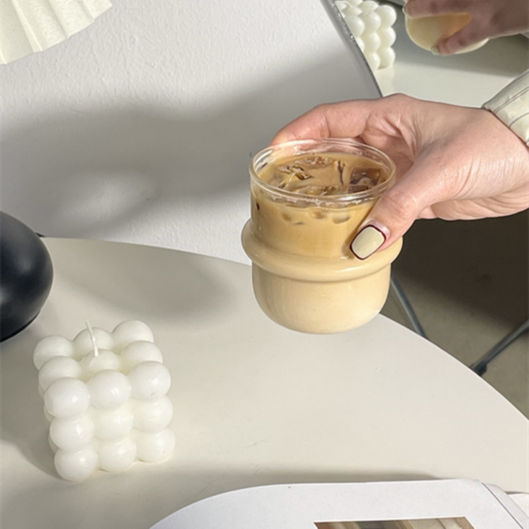Household high borosilicate glass single-layer cup, transparent glass juice milk globe cup, coffee pudding cup details Picture