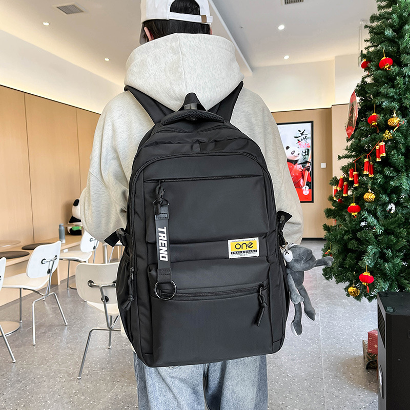 High-appearance-level men's schoolbags, American-style backpacks for junior high school, senior high school, middle school and college students, large-capacity backpacks full figure