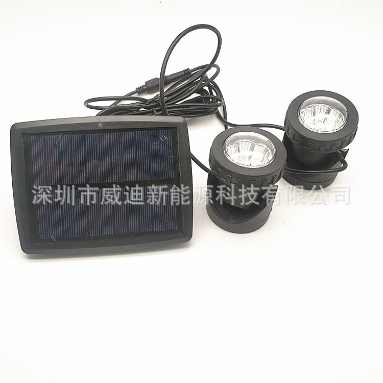 Solar-powered underwater lights, pool landscape lights, drag-head, two-head, three-head fish tank lights, waterproof outdoor floodlights, bestsellers details Picture