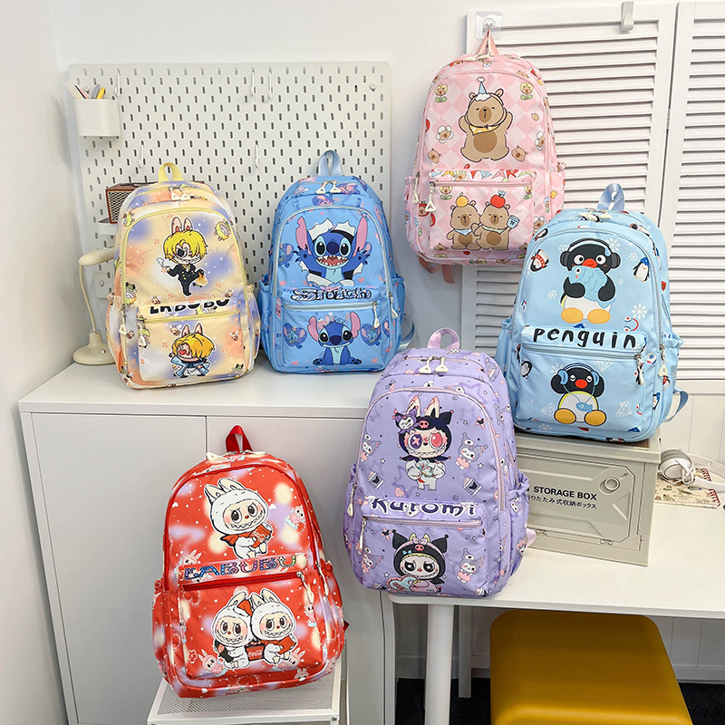 The new Stitch high appearance level children's schoolbag, large-capacity cute backpack, durable and stylish printed student schoolbag full figure