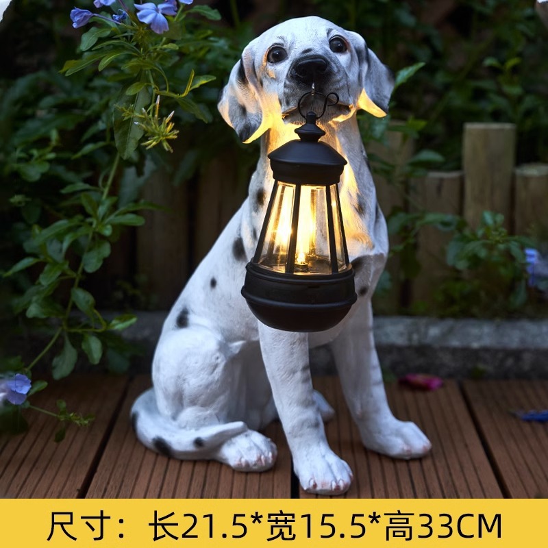 Solar-powered outdoor garden lamps, waterproof garden decoration, landscape arrangement, outdoor creative puppy figurines, lawn lamps Specification drawing