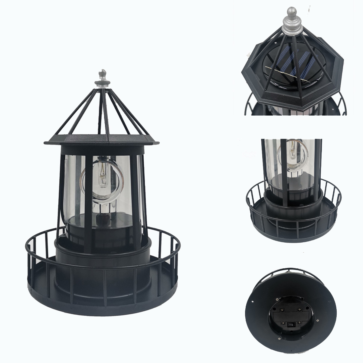 Amazon's best-selling large-sized solar lighthouse, solar beacon tower, rotating light, outdoor garden landscape and courtyard light Item Picture