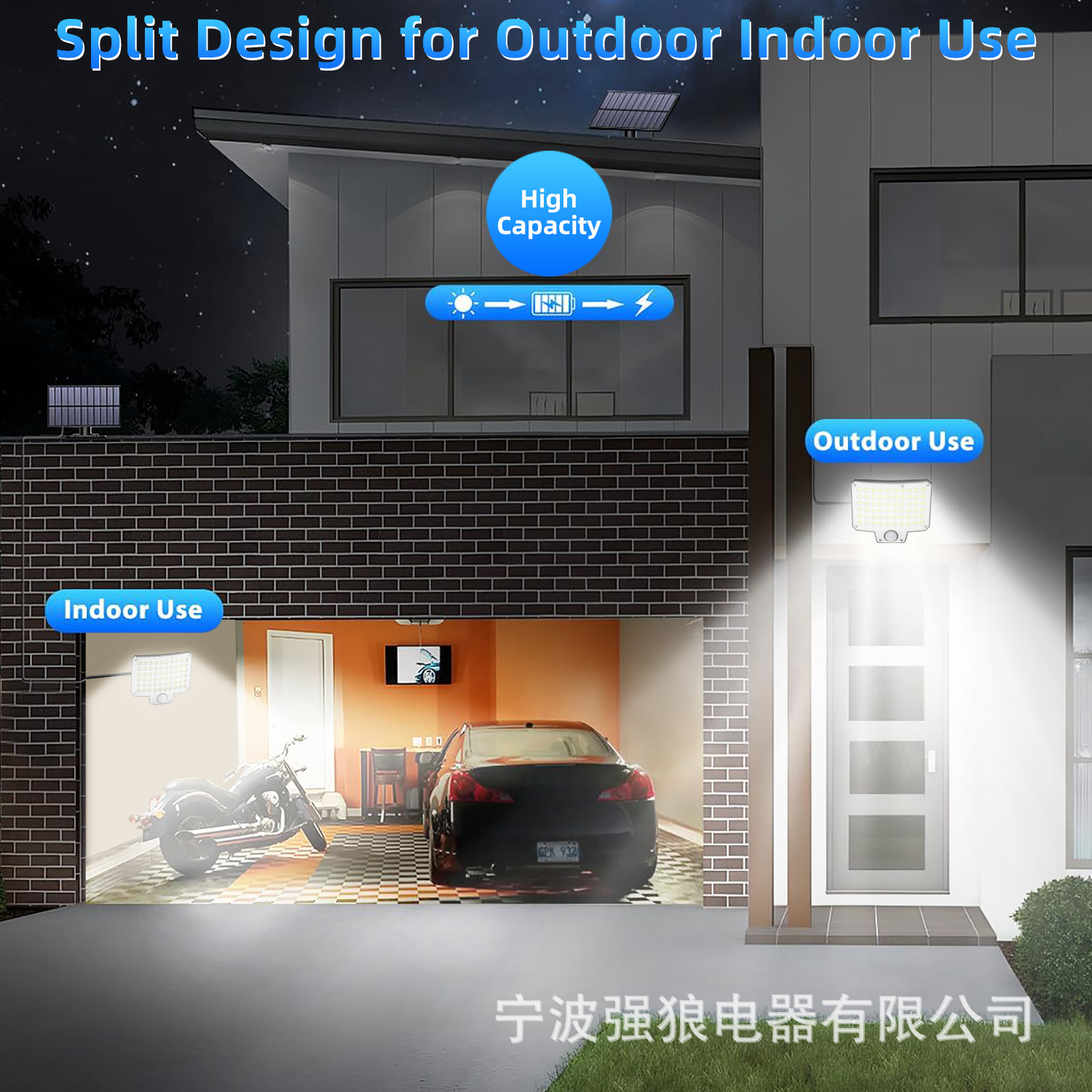 2024 New cross-border high-brightness human-sensing courtyard multi-functional outdoor wall lighting road split street lamp details Picture
