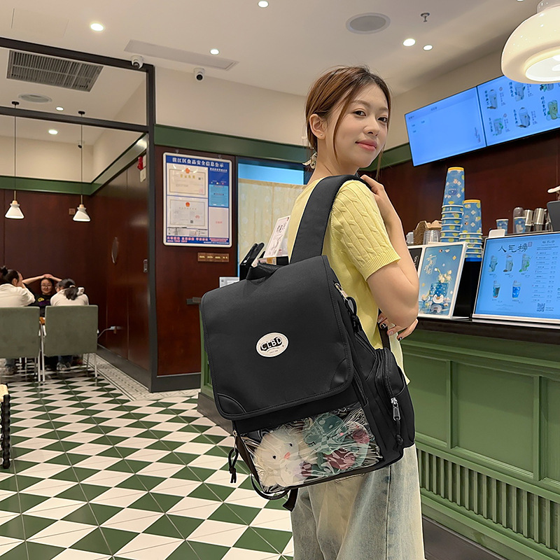 ins High-appearance-level transparent pain-relieving bag for primary school students from grades three to six, large-capacity school backpack for junior high school students Specification drawing