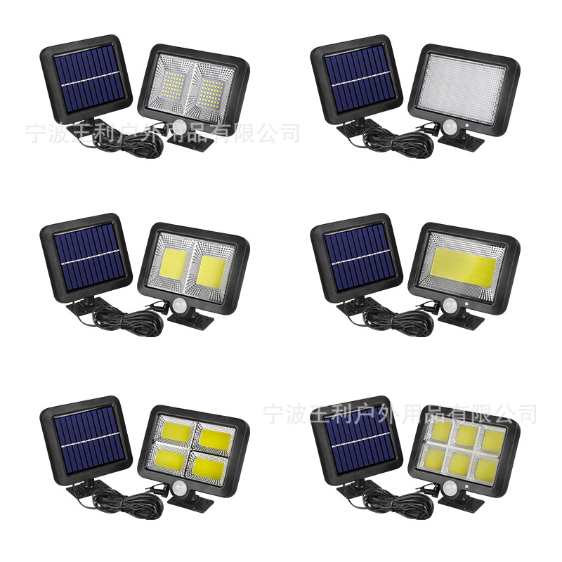 Split-type solar 56led sensor wall lamp 100COB split-type indoor and outdoor garden lamp garage lamp full figure
