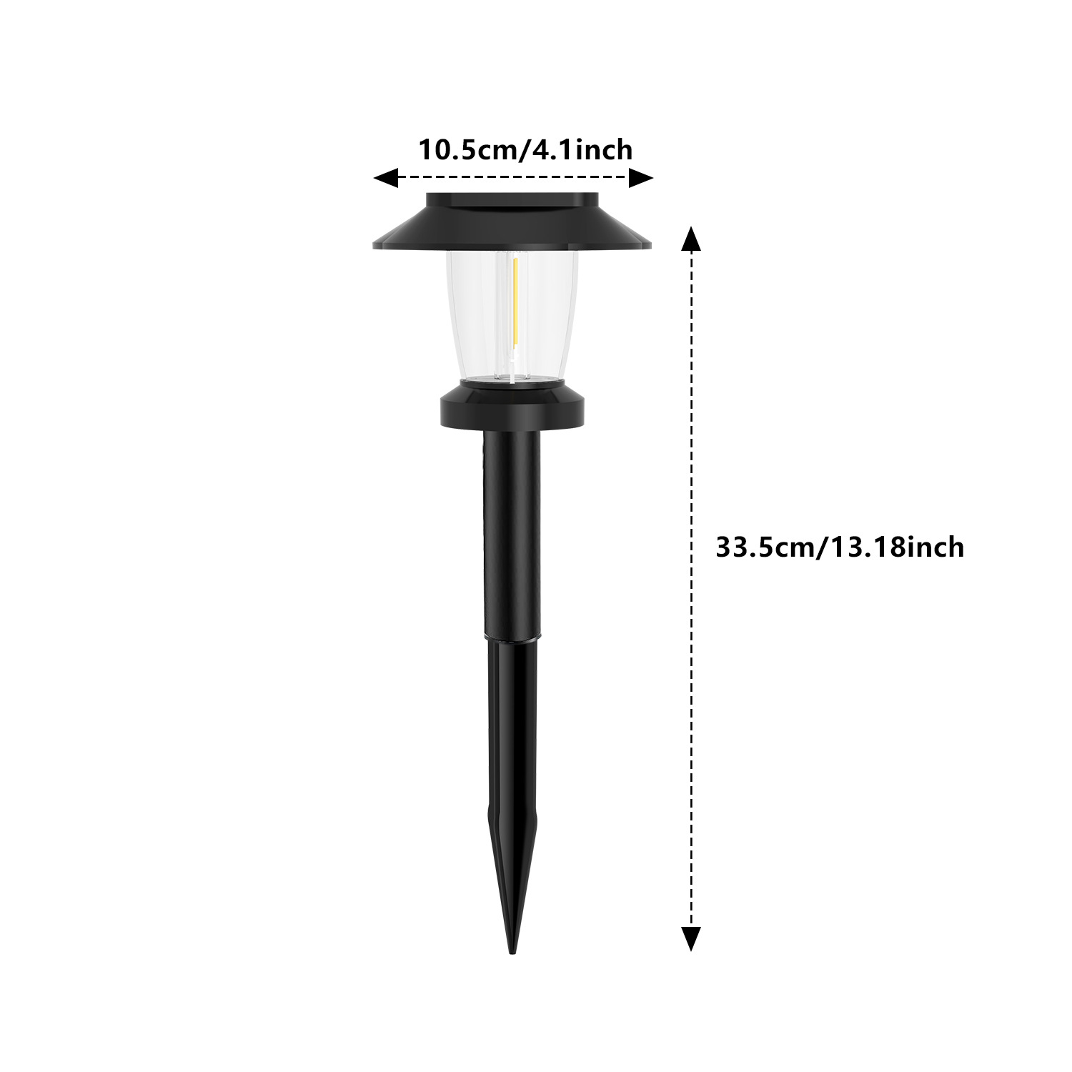 Solar lamps, outdoor garden lamps, waterproof garden walkways, tungsten filament lawn floor lamps, outdoor atmosphere installation path lamps Specification drawing