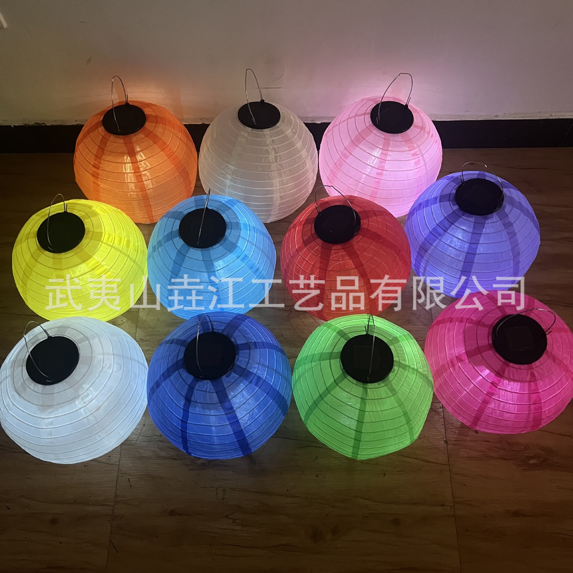 Cross-border solar-powered nylon fabric lanterns, 8-inch 20cm/ 10-inch 25cm / 12-inch 30cm, courtyard decorative silk fabric lanterns Specification drawing