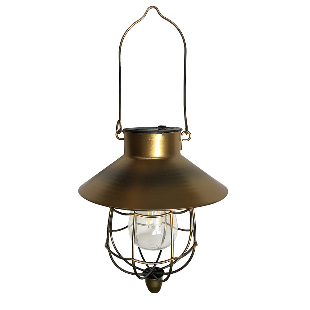 Cross-border outdoor solar courtyard ironwork hanging lamps, outdoor retro balcony decoration, courtyard ironwork tungsten filament lamp manufacturer Item Picture