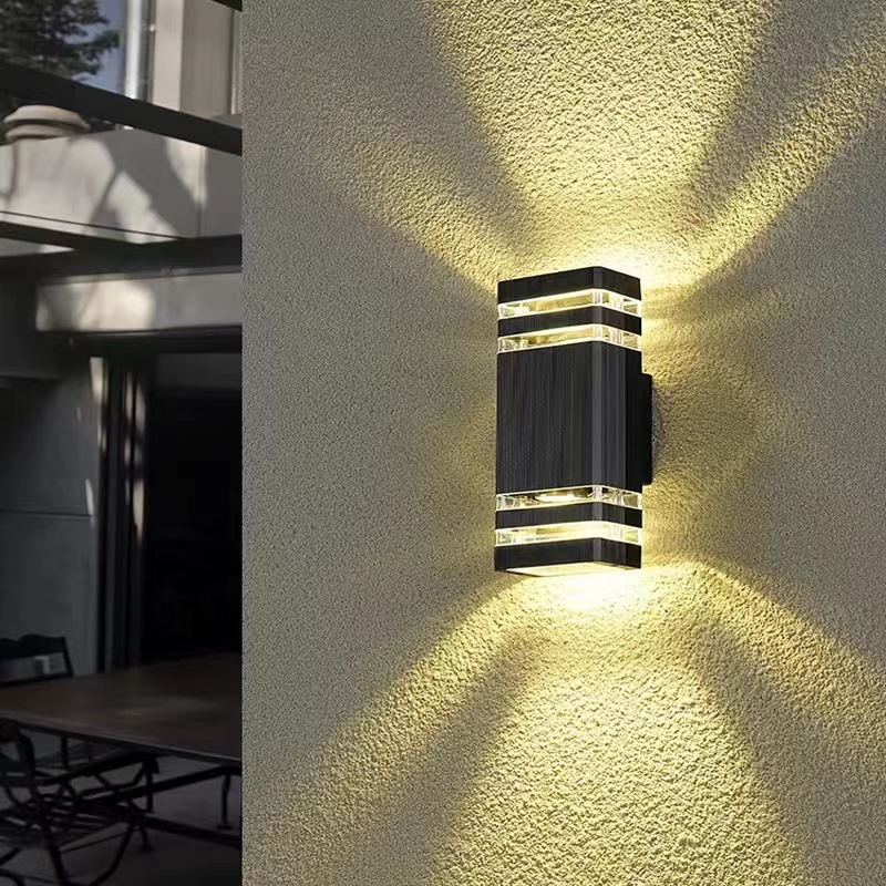 LED square outdoor waterproof wall lamps, light luxury and simple villa exterior walls, courtyards, balconies, dining rooms, fences, hotel spotlights Specification drawing