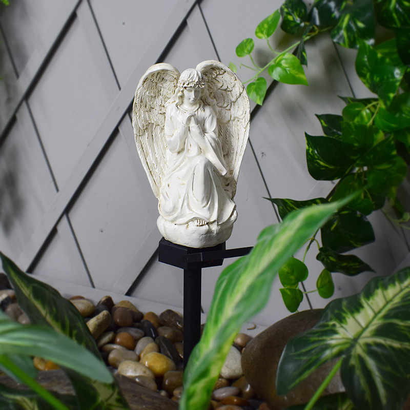 Cross-border solar outdoor waterproof garden ground socket lamp resin Angel Garden landscape decoration waterproof lawn lamp full figure