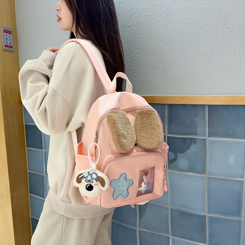 Cross-border cute puppy backpack, plush girl pain window bag, niche new cartoon backpack, large-capacity schoolbag for students details Picture