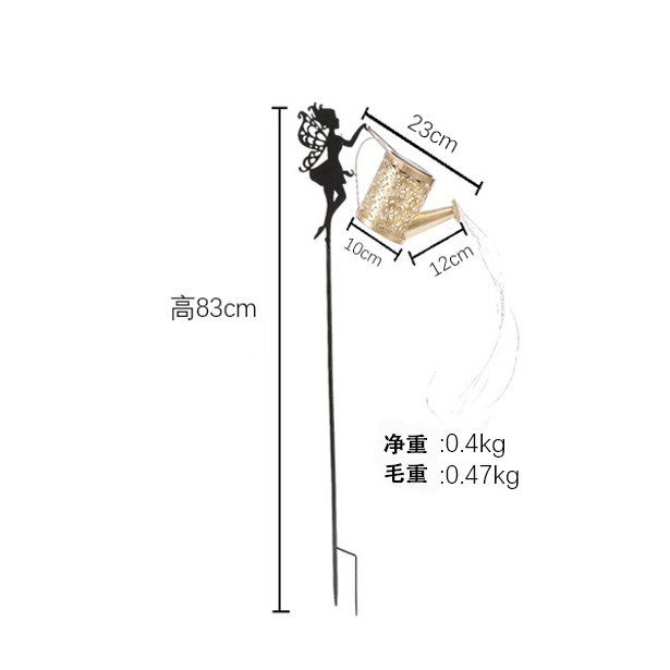 Cross-border solar garden angel water bottle lamp, outdoor display item, ground socket lamp, landscape lamp, ironwork hanging item lamp, lawn lamp Item Picture