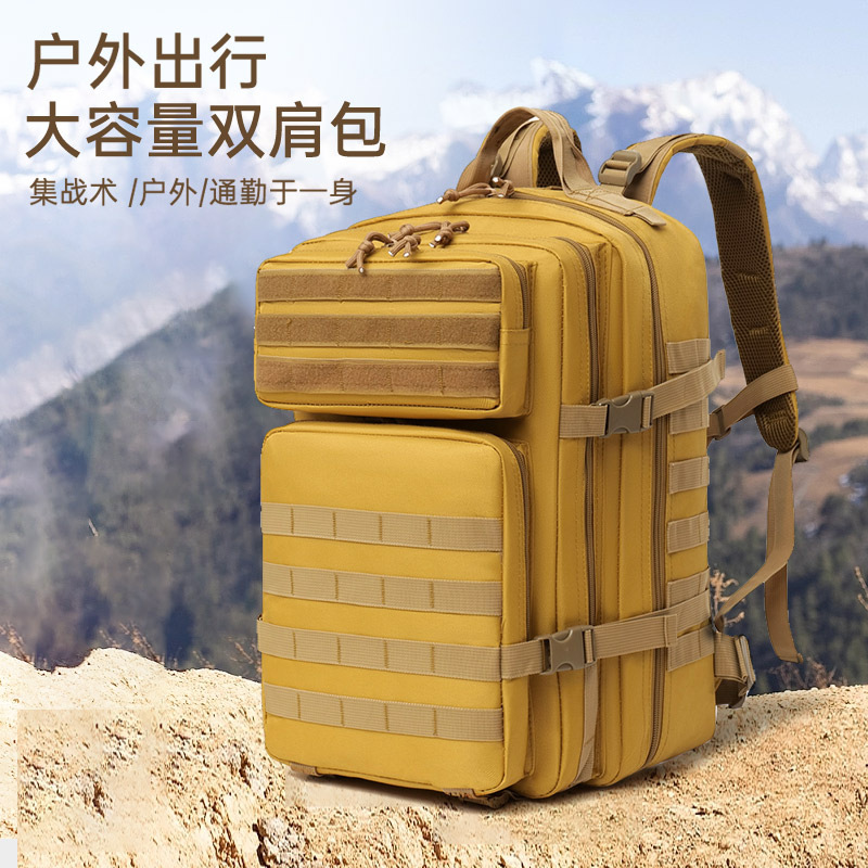 Cross-border wholesale of new tactical backpacks, large-capacity multi-functional outdoor mountaineering bags, water-resistant camouflage backpacks details Picture