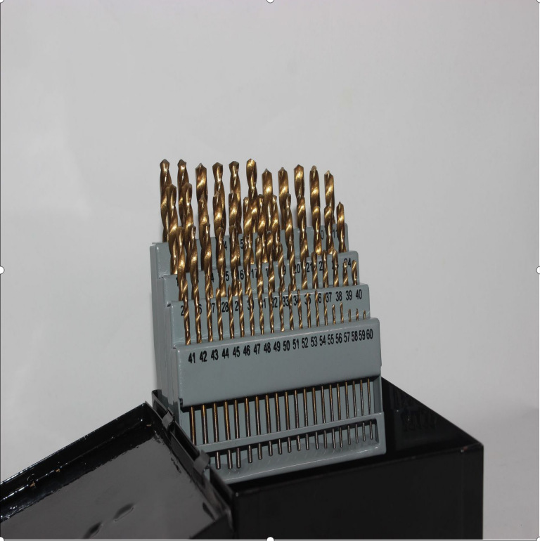 Cross-border best-selling 60PC number diamond, American standard drill bit, round handle, titanium-coated 60-piece set of twist drill details Picture