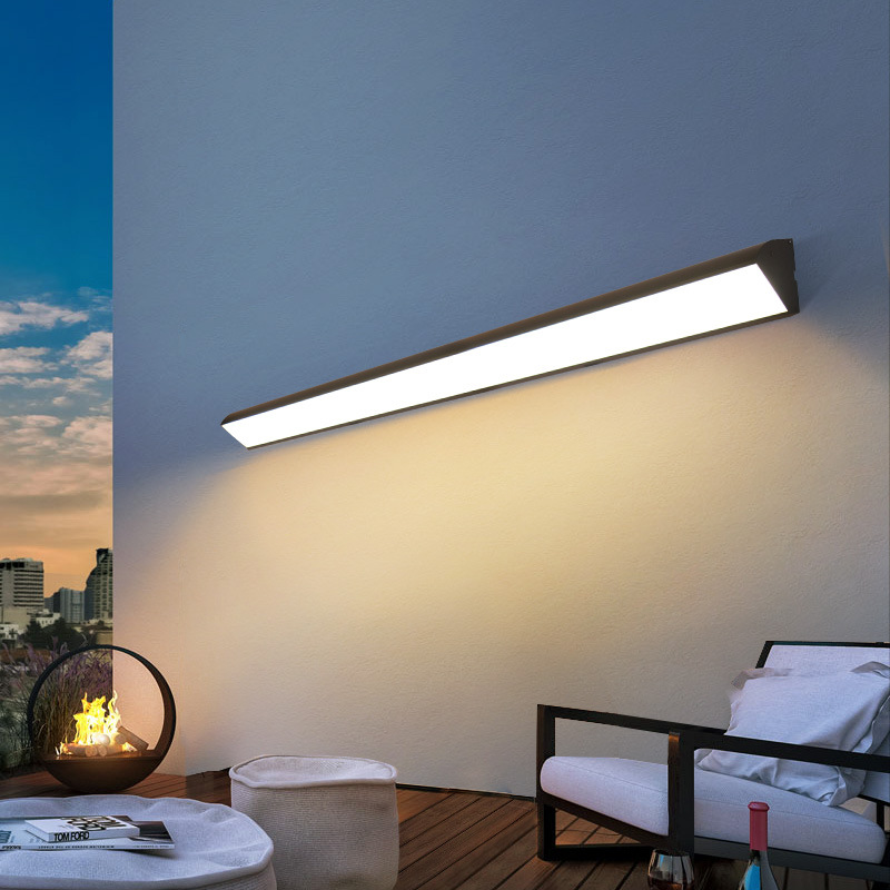 Outdoor wall lamps, waterproof, villa courtyard wall lamps, simple long strips, outdoor super bright, terrace sun, door front lights full figure