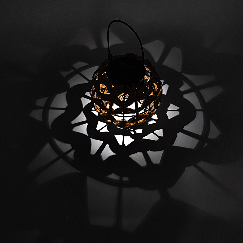 Cross-border outdoor waterproof creative hollowed-out lantern LED white light household villa garden landscape solar lawn light Application Scenario