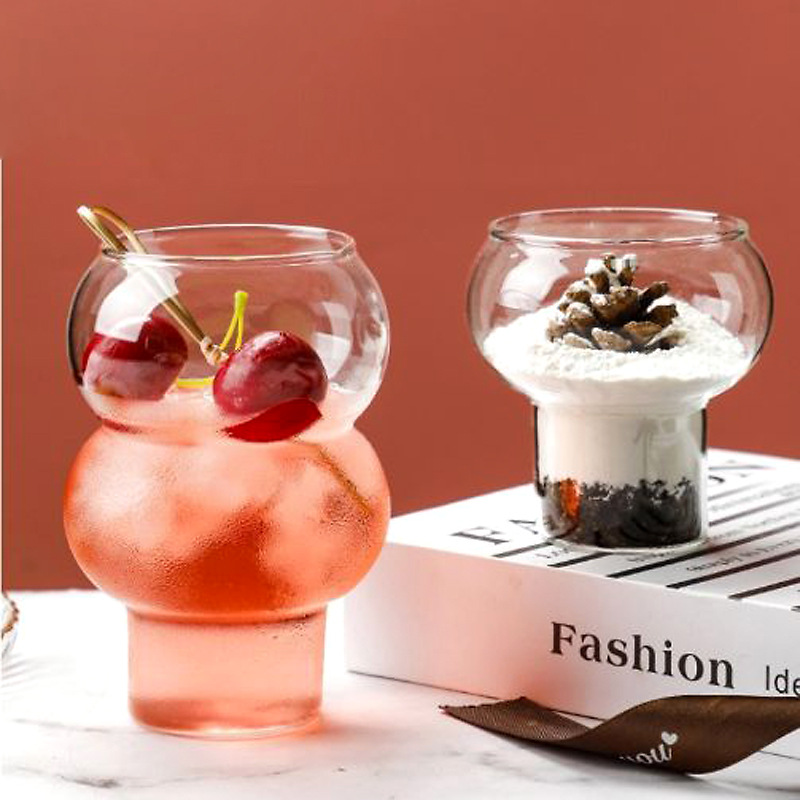 High borosilicate glass household creative gourd cups, milk and juice cold drink cups, latte coffee cups, ice cream cups full figure
