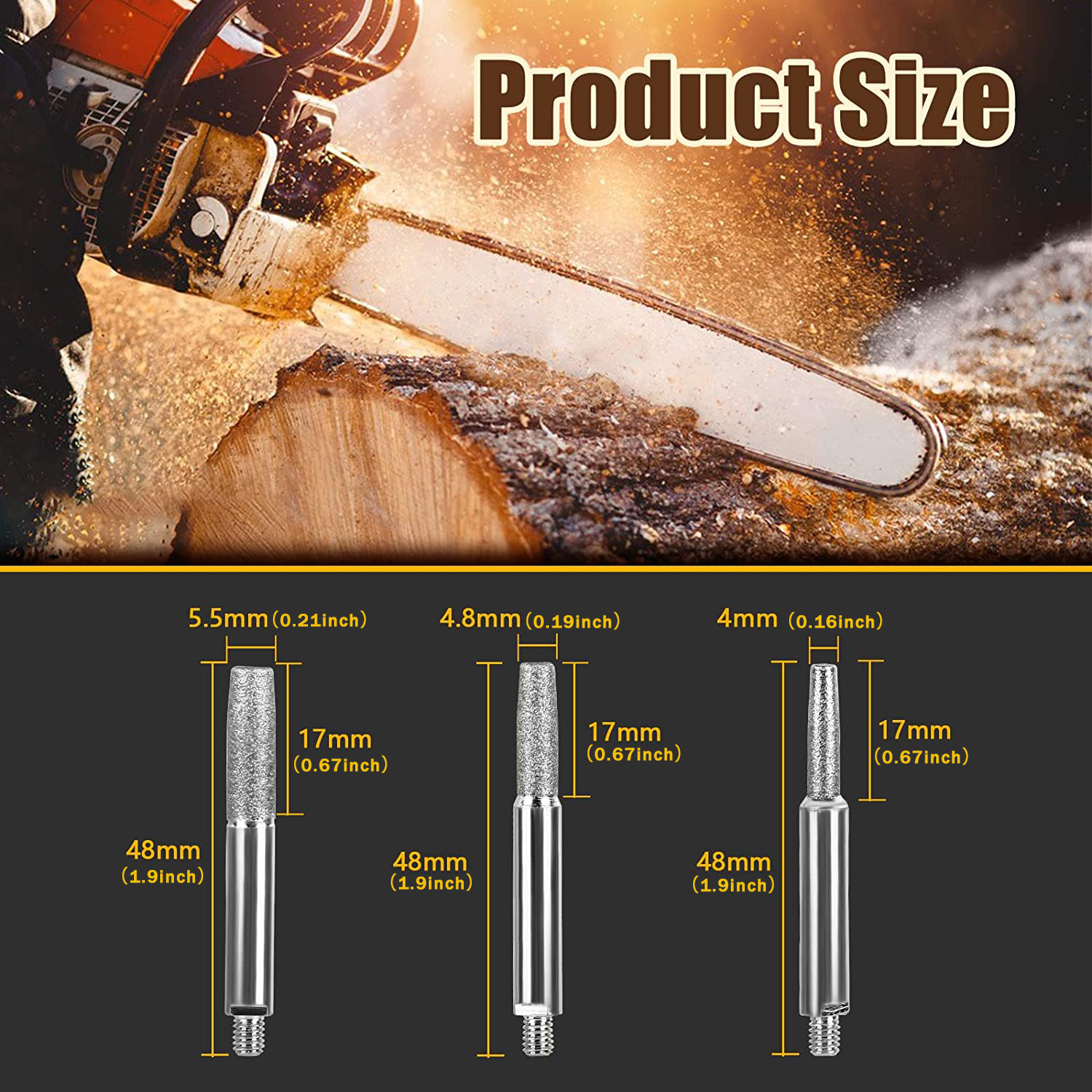 Chainsaw chain grinding machine, diamond grinding head, hand-held chainsaw, logging saw chain grinding device, hand-cranked chain grinding device, grinding head details Picture