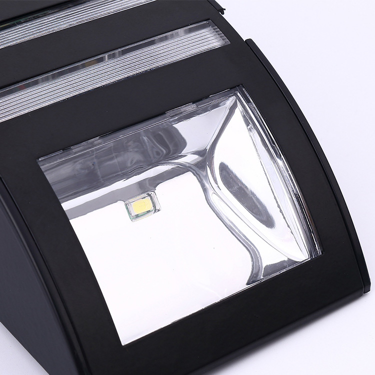 0451 Black cross-border supply solar 2LED stainless steel PIR human body sensor wall lamp, staircase lamp, corridor lamp Specification drawing