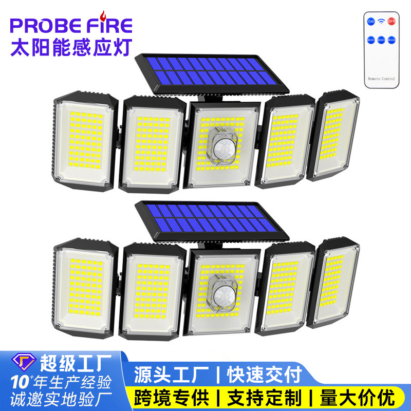 Cross-border new solar lamps, outdoor garden lamps, human-sensing garage street lamps, household fence solar wall lamps full figure