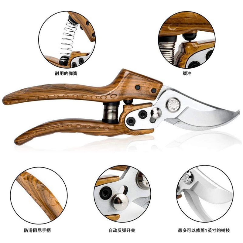 SK5 Pruning scissors: Garden potted plant branch pruning, fruit picking pruning, outdoor flower picking pruning, grape, lychee, loquat pruning, wood grain pruning Specification drawing
