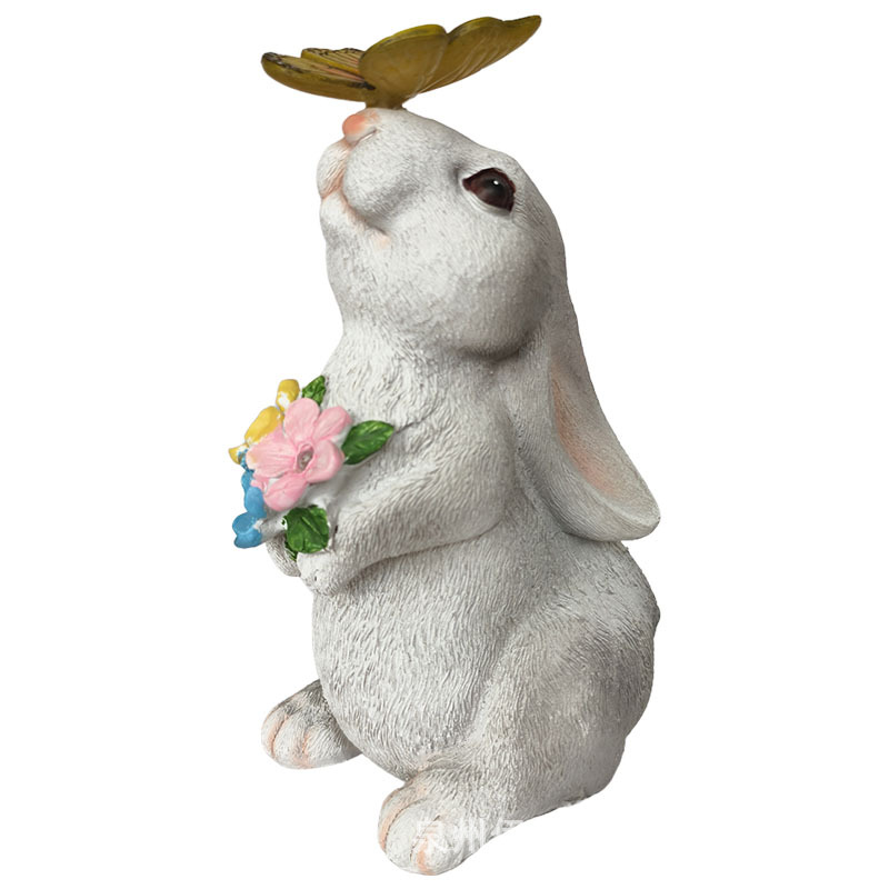 Cross-border outdoor solar-powered rabbit tulip statue resin handicrafts Animal garden garden courtyard lamp ornaments Item Picture