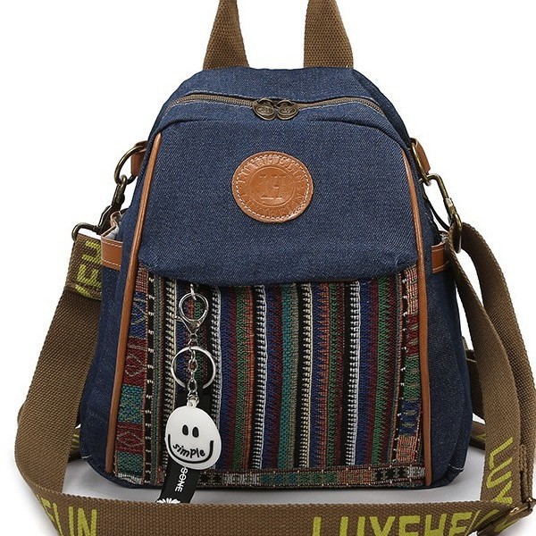 Retro ethnic style embroidered backpack, denim women's 2024 new fashion multi-purpose travel backpack, single-shoulder crossbody Application Scenario