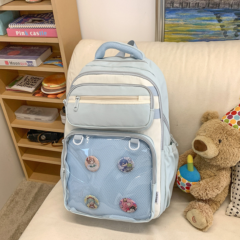 Little Bear schoolbag, schoolbag style, backpack, double shoulder, Korean style, versatile, primary school student, ins style, simple pain bag, double shoulder details Picture
