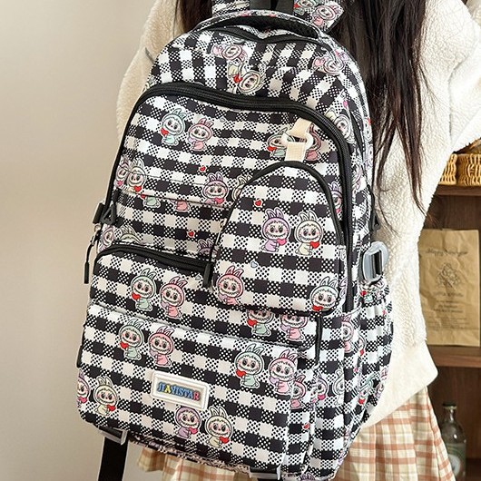 Large-capacity cute backpacks for classes, back-to-school season for junior high and senior high school schoolbags, printed cartoon rabbit girl backpacks full figure